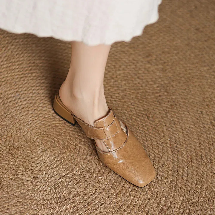Women's Genuine Leather Mules - Everyday Parisian Elegance