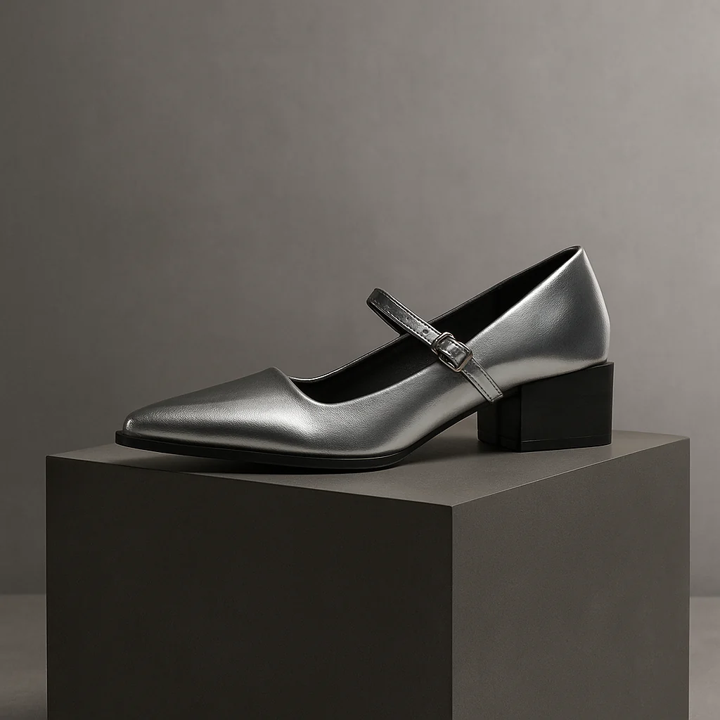 Women's Lureza Mary Janes - Modern Block Heel with Pointed Toe