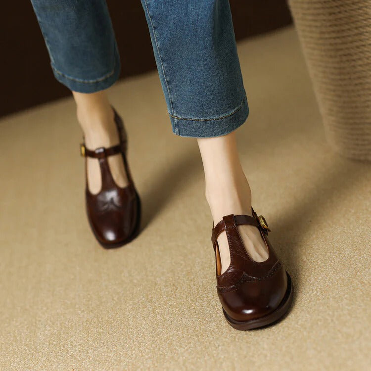 Women's Ruelle Leather Mary Jane Heels - Timeless Everyday Elegance