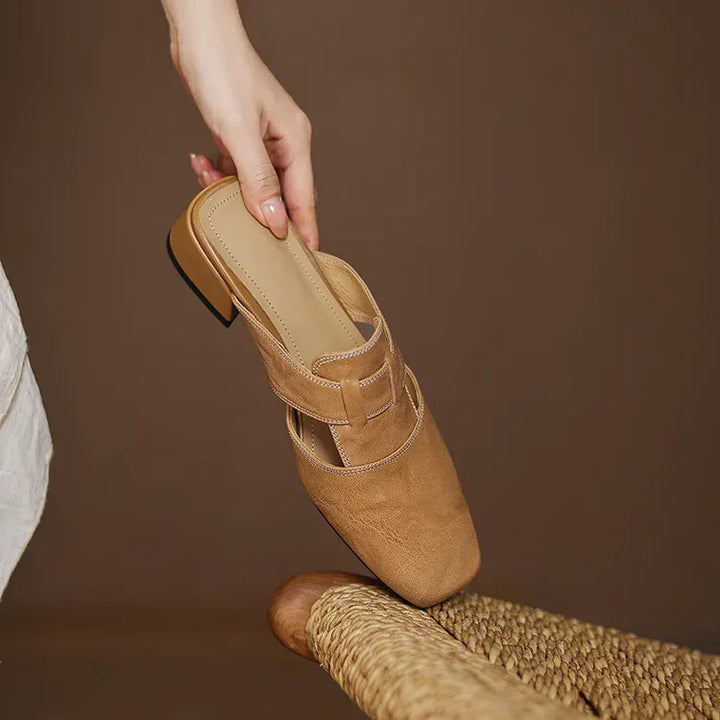 Women's Genuine Leather Mules - Everyday Parisian Elegance