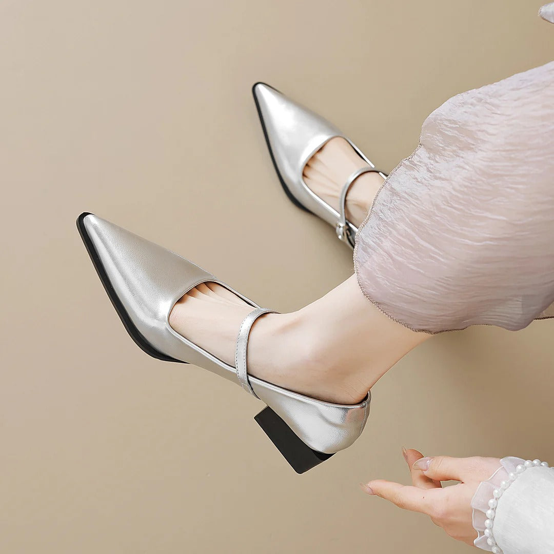 Women's Lureza Mary Janes - Modern Block Heel with Pointed Toe