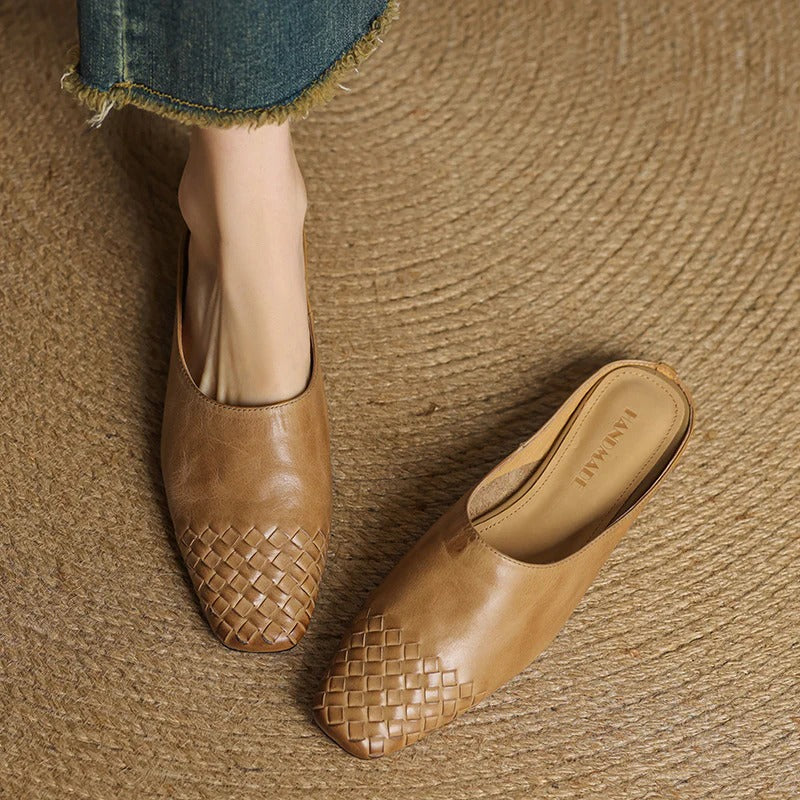 Women's Genuine Leather Mules - Everyday Minimalist Style
