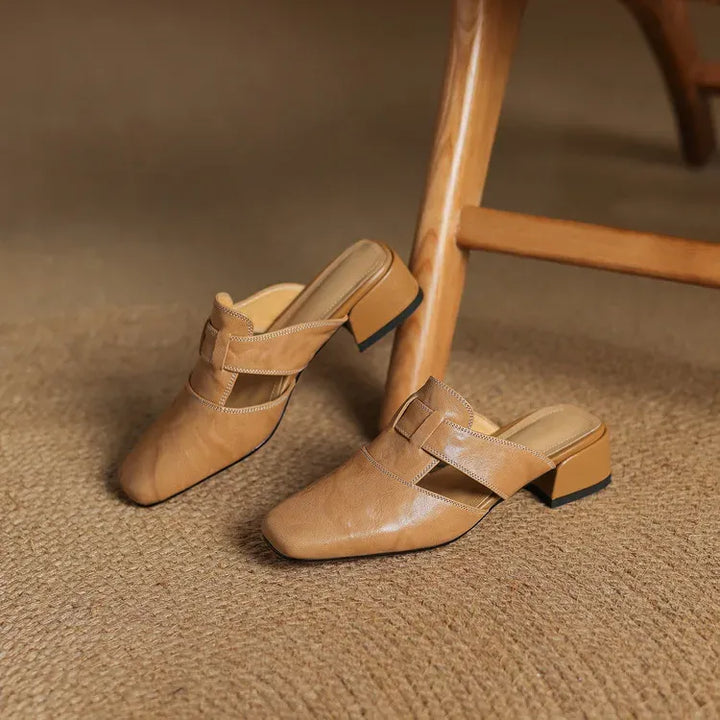 Women's Genuine Leather Mules - Everyday Parisian Elegance