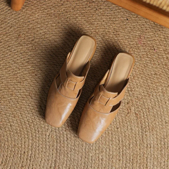 Women's Genuine Leather Mules - Everyday Parisian Elegance