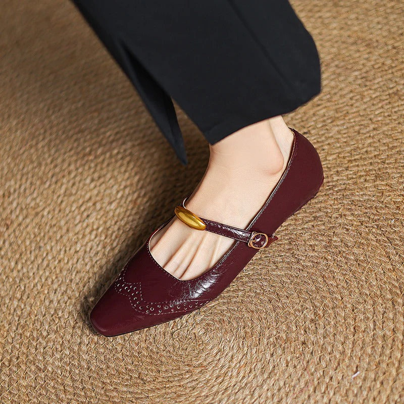 Women's Leather Wedges - Vintage Parisian Elegance