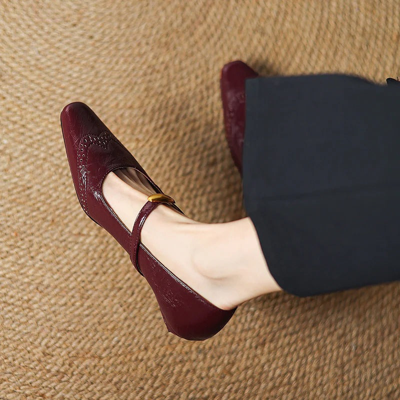 Women's Leather Wedges - Vintage Parisian Elegance