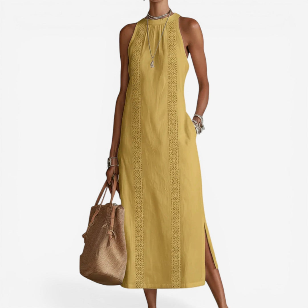 Women's Minimalist Midi Dress - Clean Lines, Effortless Style