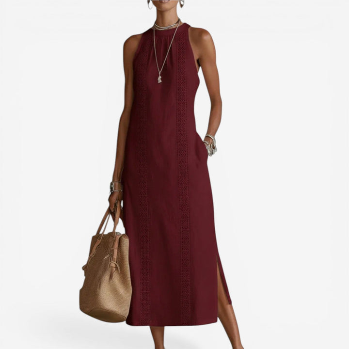 Women's Minimalist Midi Dress - Clean Lines, Effortless Style