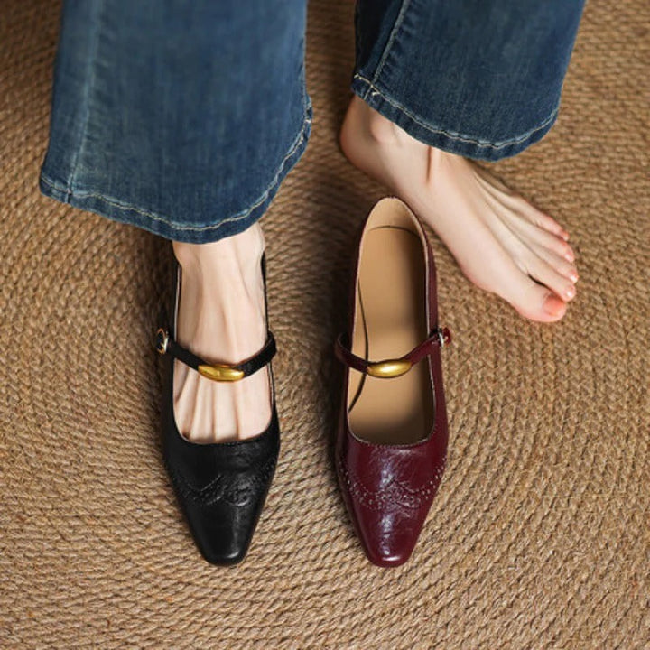 Women's Leather Wedges - Vintage Parisian Elegance