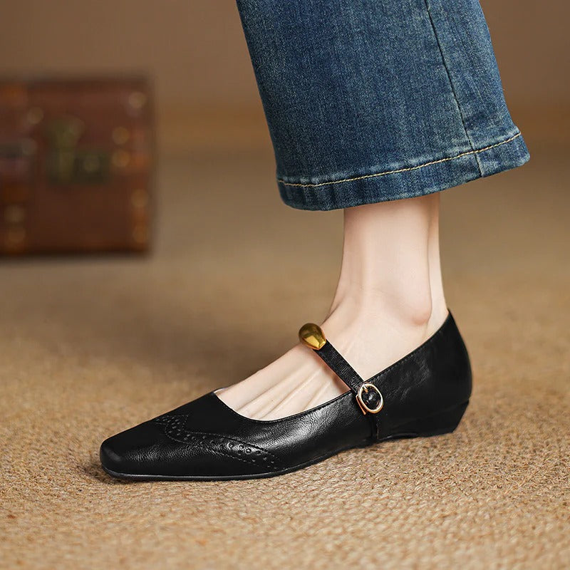Women's Leather Wedges - Vintage Parisian Elegance