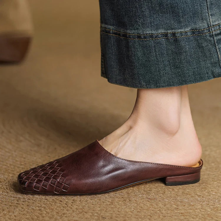 Women's Genuine Leather Mules - Everyday Minimalist Style