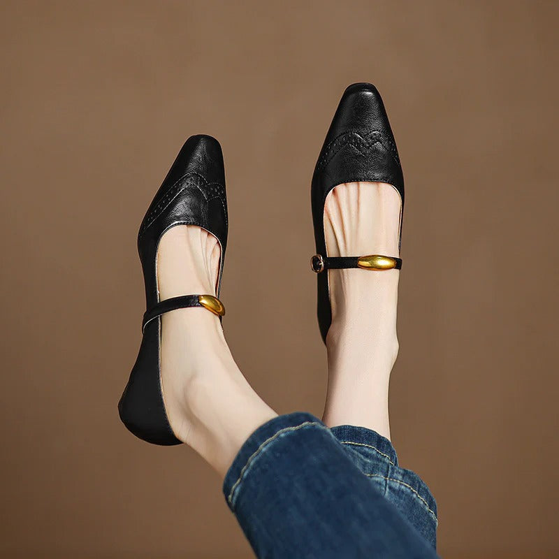 Women's Leather Wedges - Vintage Parisian Elegance