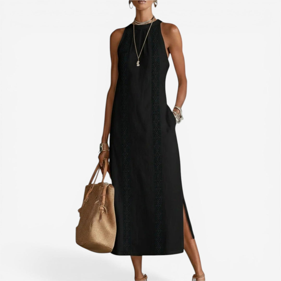 Women's Minimalist Midi Dress - Clean Lines, Effortless Style