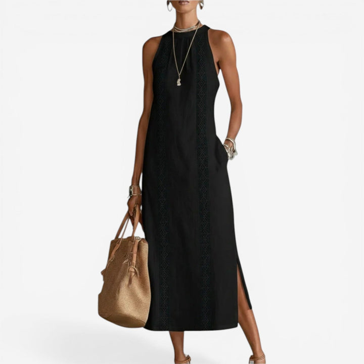 Women's Minimalist Midi Dress - Clean Lines, Effortless Style