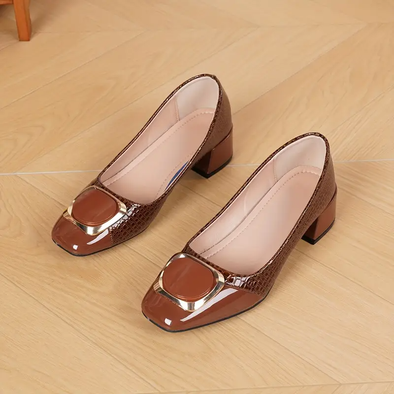 Women's Textured Block Heel Pumps - Polished & Comfortable