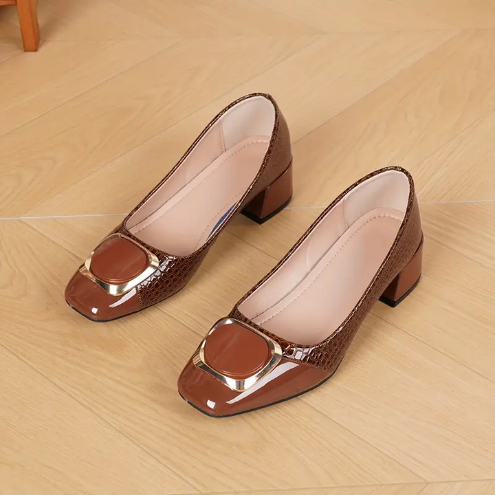 Women's Textured Block Heel Pumps - Polished & Comfortable