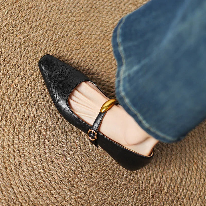 Women's Leather Wedges - Vintage Parisian Elegance