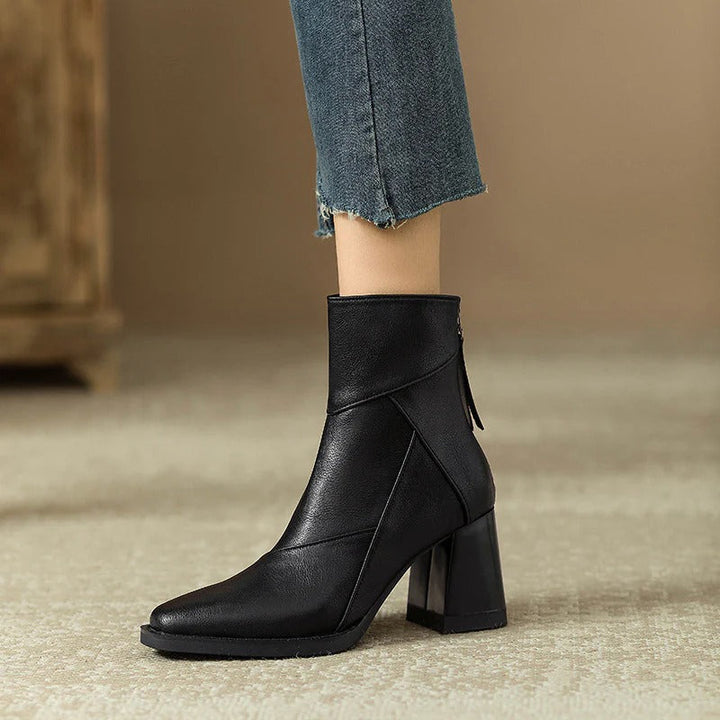 Women's Faux Leather Block Heel Boots - Everyday Style