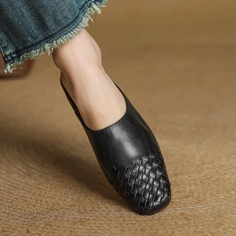 Women's Genuine Leather Mules - Everyday Minimalist Style