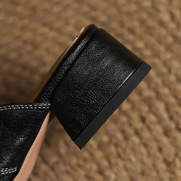 Women's Genuine Leather Mules - Everyday Parisian Elegance
