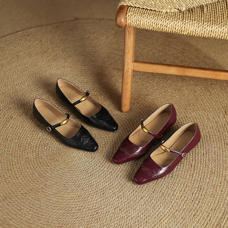 Women's Leather Wedges - Vintage Parisian Elegance