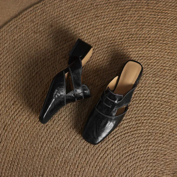 Women's Genuine Leather Mules - Everyday Parisian Elegance