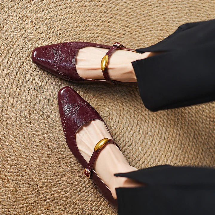 Women's Leather Wedges - Vintage Parisian Elegance
