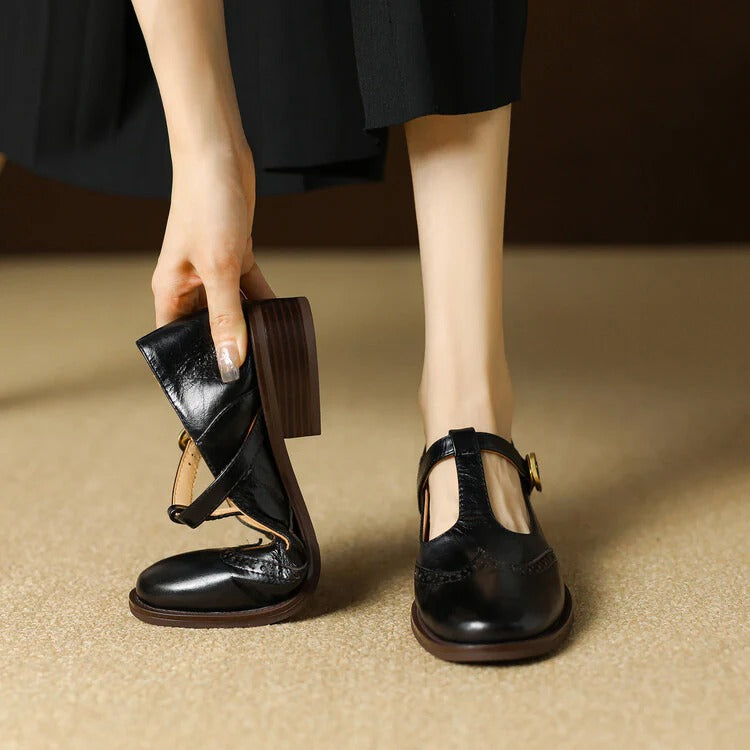 Women's Ruelle Leather Mary Jane Heels - Timeless Everyday Elegance