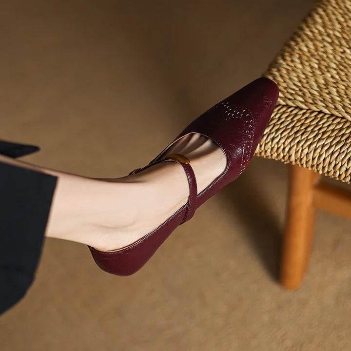 Women's Leather Wedges - Vintage Parisian Elegance