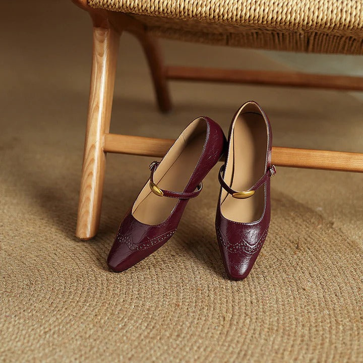 Women's Leather Wedges - Vintage Parisian Elegance
