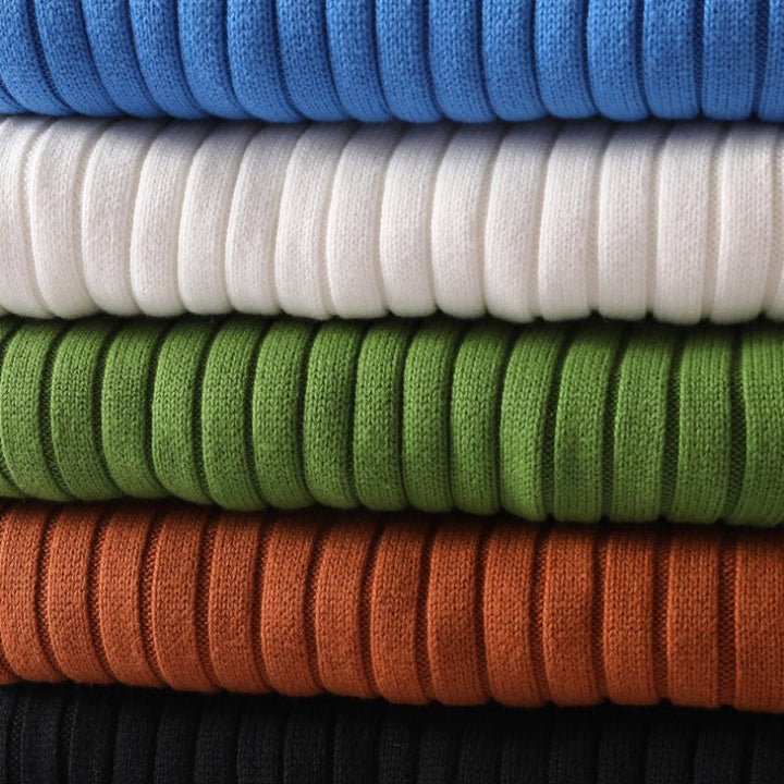 Men's Ribbed Knit Turtleneck Jumper – Heavy Roll Neck