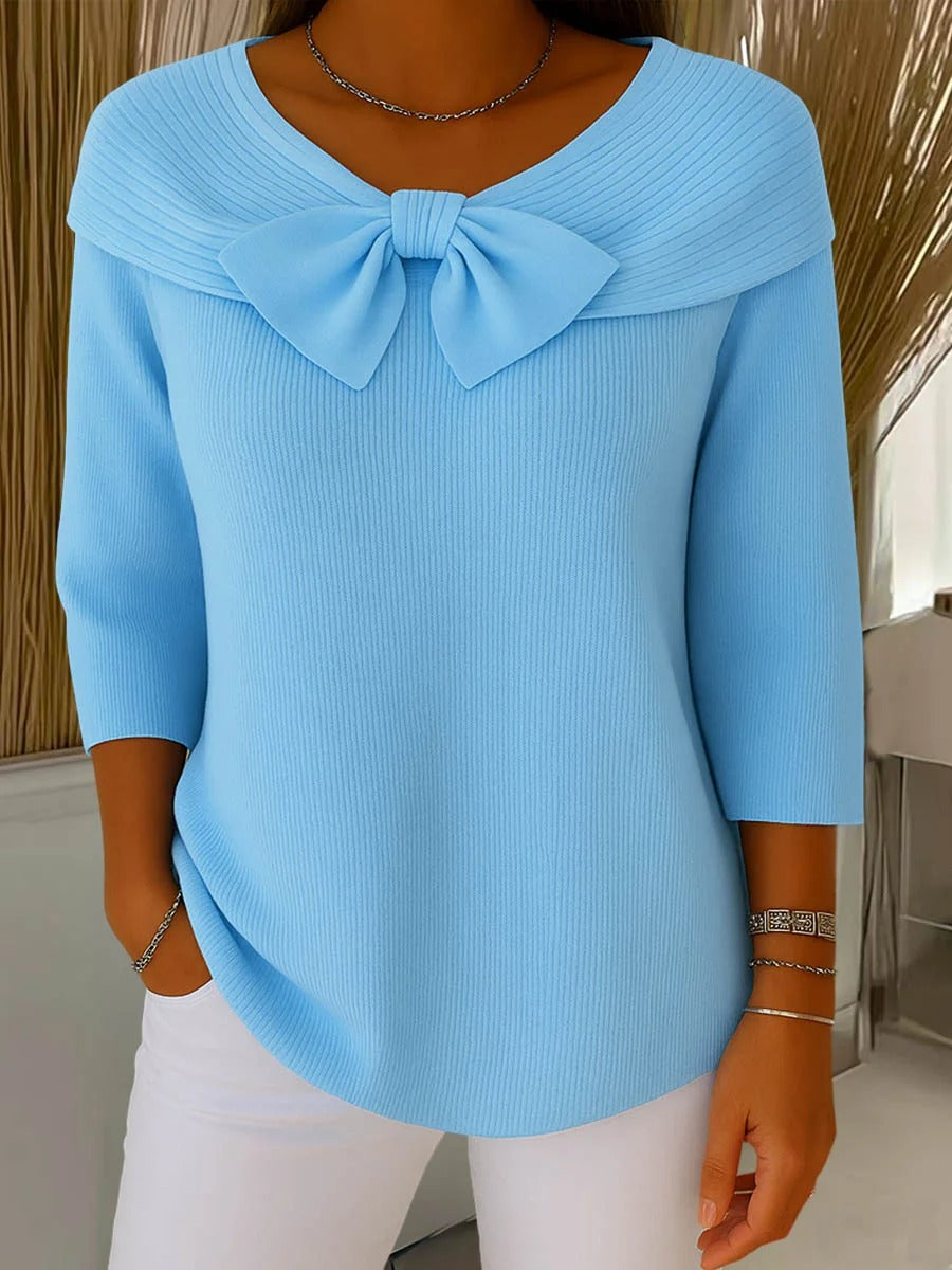 Women's Neeko Elegant Bow Sweater - Cozy & Chic for Any Occasion