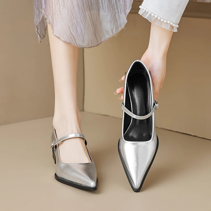 Women's Lureza Mary Janes - Modern Block Heel with Pointed Toe