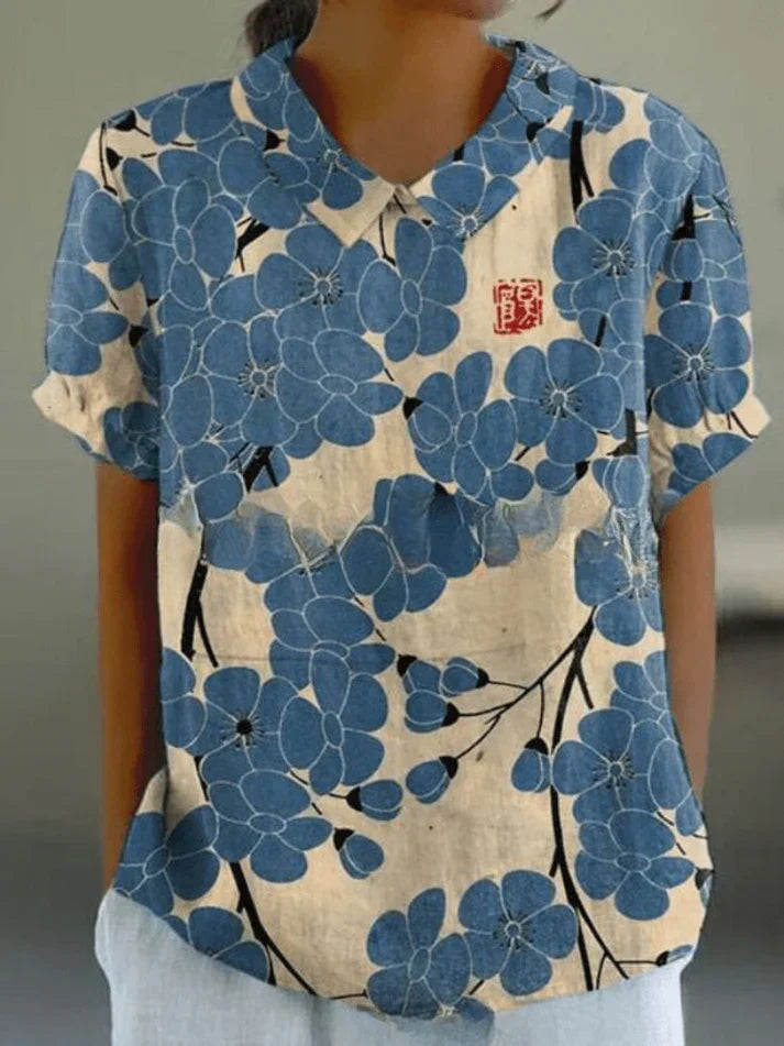 Women's Floral Pattern Blouse - Effortless Daily Elegance