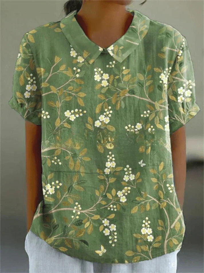 Women's Floral Pattern Blouse - Effortless Daily Elegance