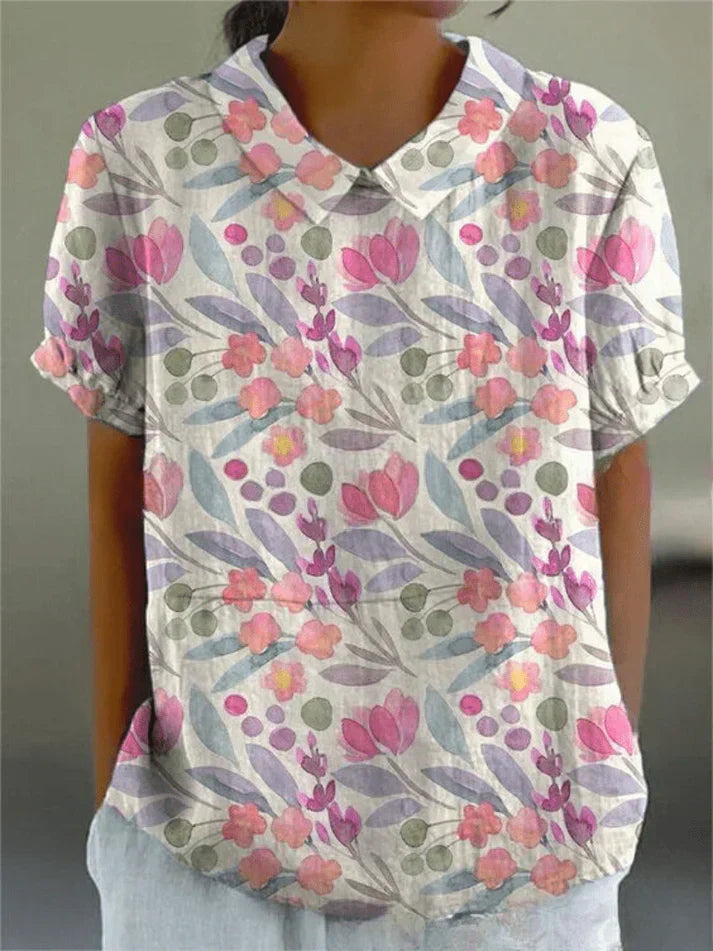 Women's Floral Pattern Blouse - Effortless Daily Elegance