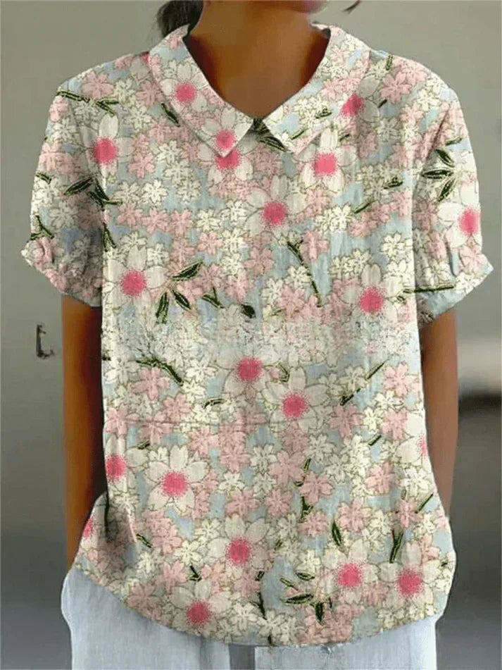 Women's Floral Pattern Blouse - Effortless Daily Elegance