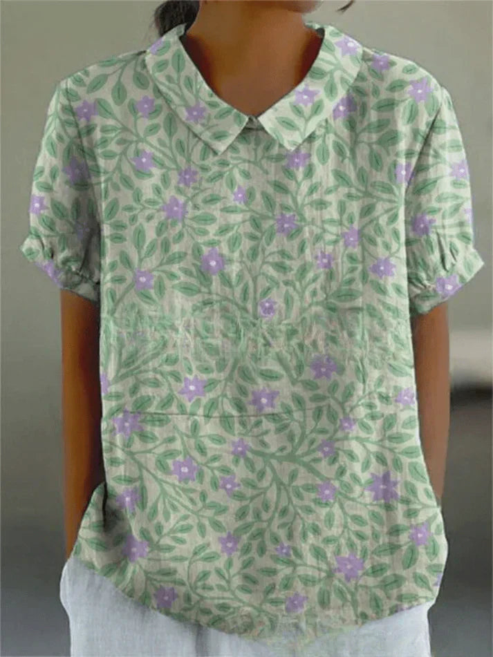 Women's Floral Pattern Blouse - Effortless Daily Elegance