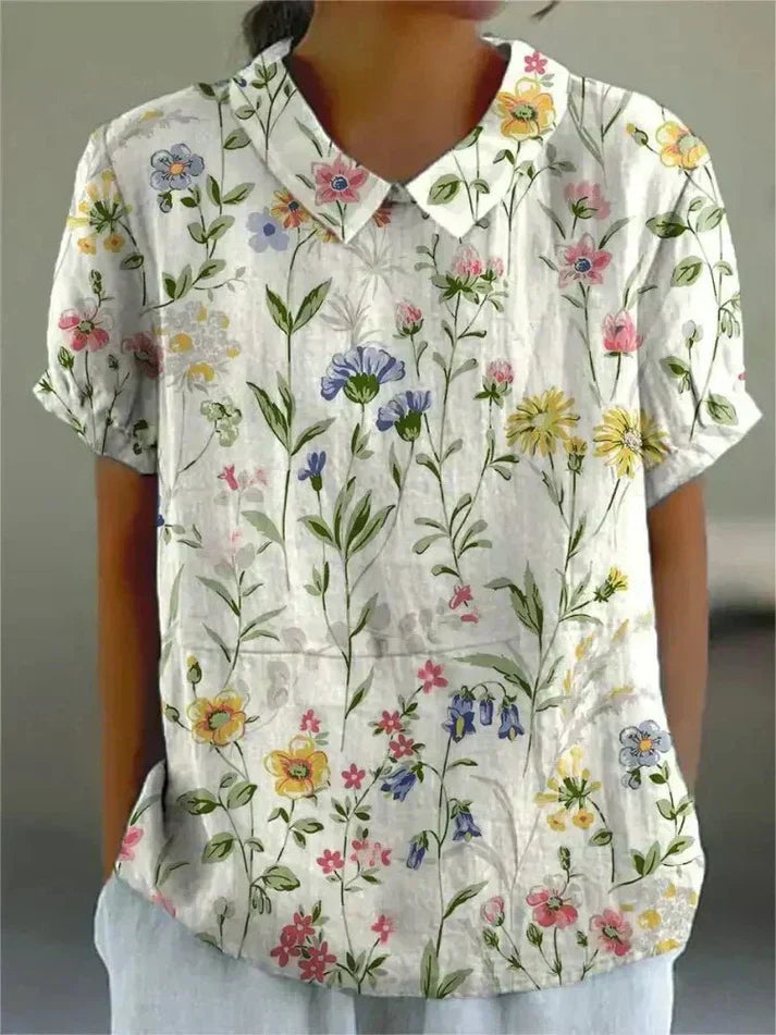 Women's Floral Pattern Blouse - Effortless Daily Elegance