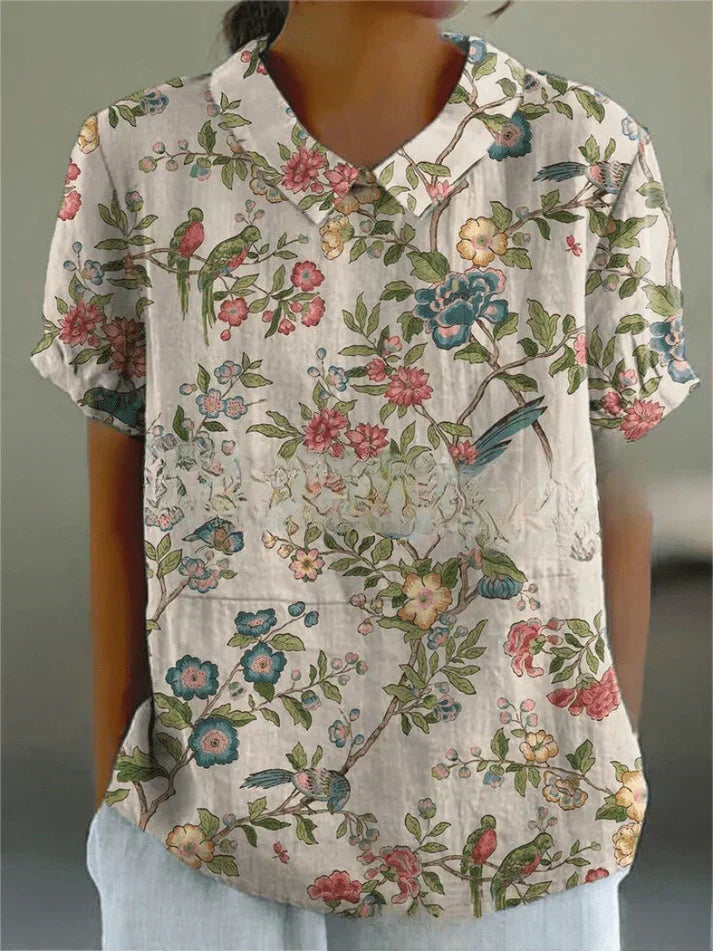 Women's Floral Pattern Blouse - Effortless Daily Elegance