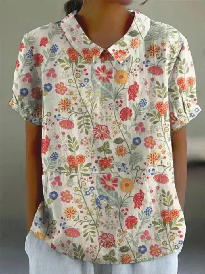 Women's Floral Pattern Blouse - Effortless Daily Elegance