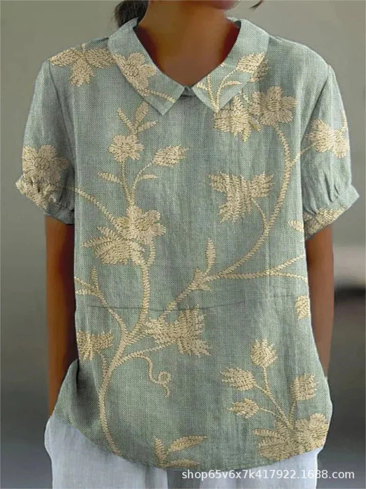 Women's Floral Pattern Blouse - Effortless Daily Elegance