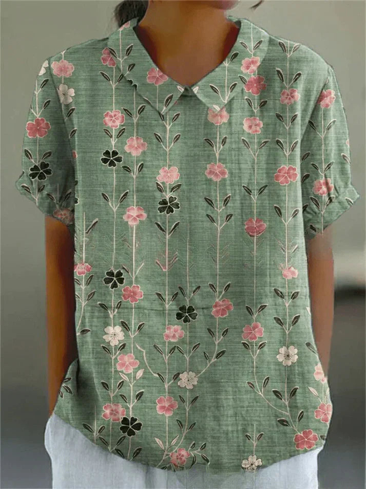 Women's Floral Pattern Blouse - Effortless Daily Elegance