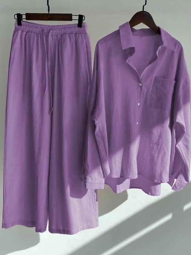 Women's Two-Piece Bolero Top and Pants Set - Effortless Streetwear
