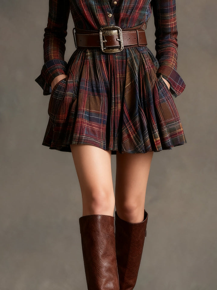 Women's Plaid Shirt Mini Dress - Effortless Party Style