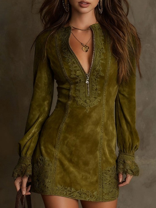 Women's Embroidered Zip Tunic - Effortless Everyday Layering