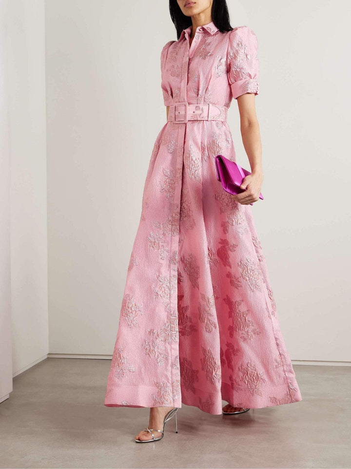 Women's Sophisticated Dress with Puff Sleeves - Versatile Elegance