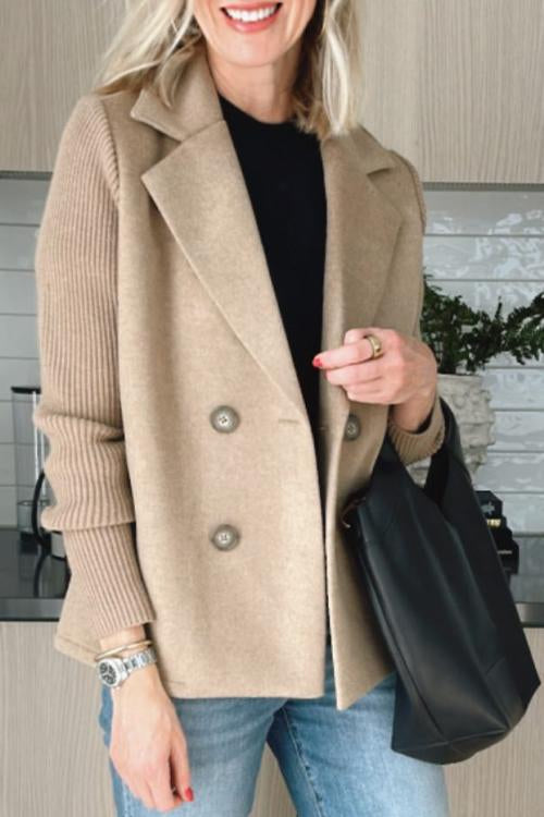 Women's Knit-Sleeve Blazer - Polished Look with Knit Comfort