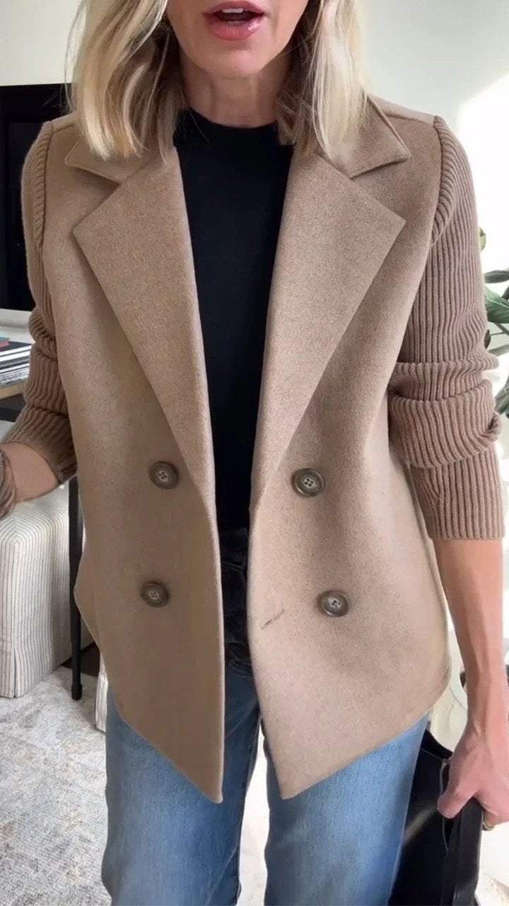 Women's Knit-Sleeve Blazer - Polished Look with Knit Comfort