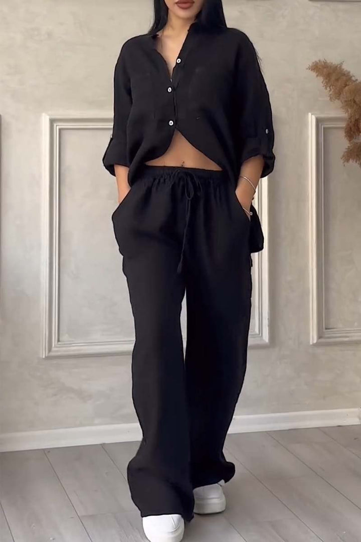 Women's Cotton and Linen Two-Piece Set - Effortless Elegance